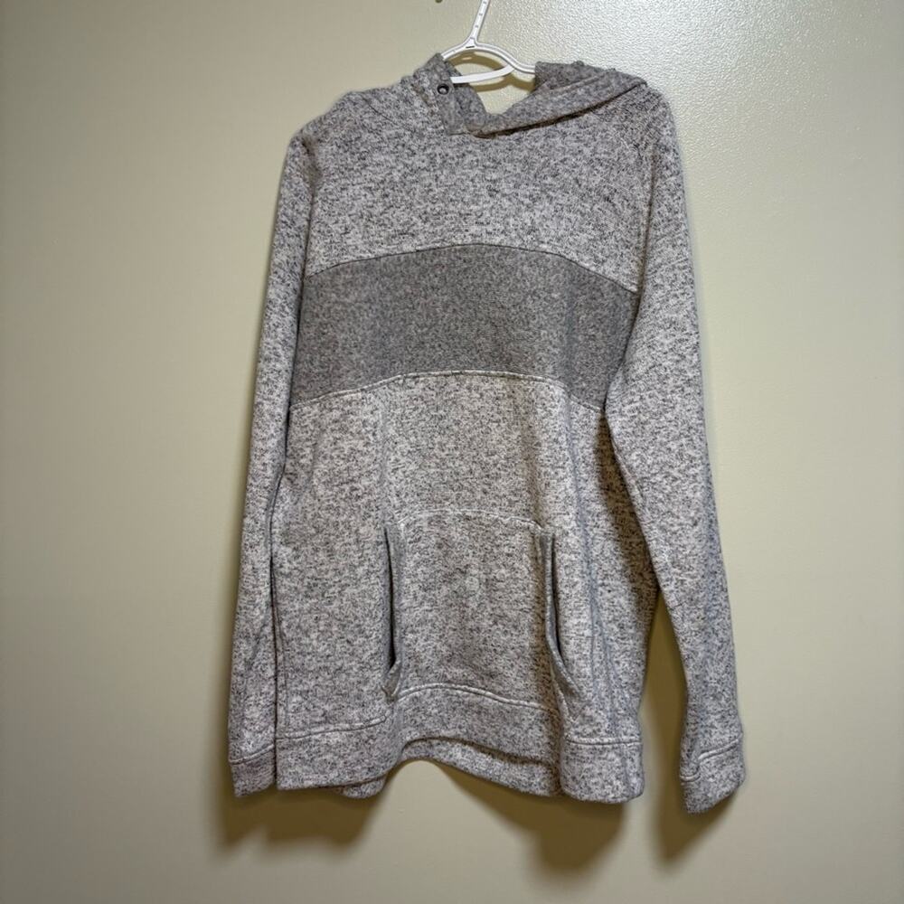 BKE Light Grey Sweatshirt Kangaroo Pocket Two Tone Hoody Sweater Knit Fleece XXL